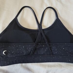 ZYIA Midnight Black Sports Bra with Celestial Accents